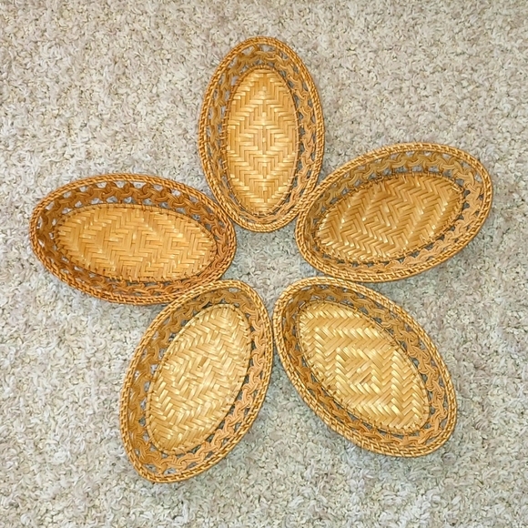 Straw wicker baskets set of 5 - Picture 2 of 12